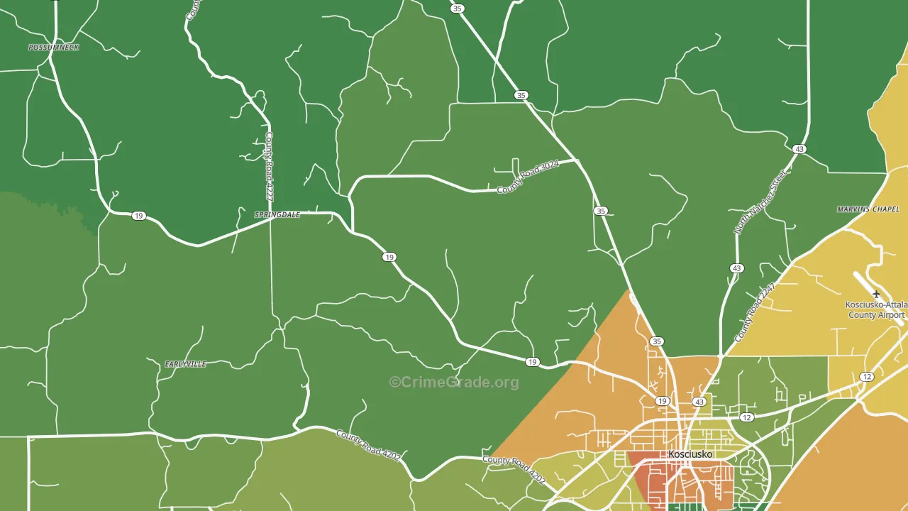 Mc Adams, MS Map of Drug-Related Crime Rates