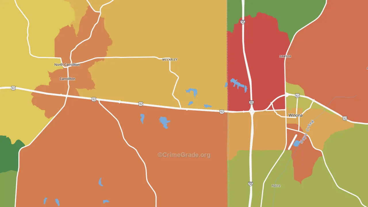 Mc Carley, MS Map of Drug-Related Crime Rates