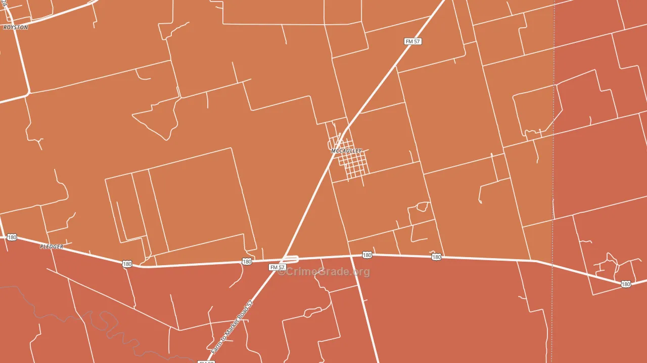 Mc Caulley, TX Map of Drug-Related Crime Rates