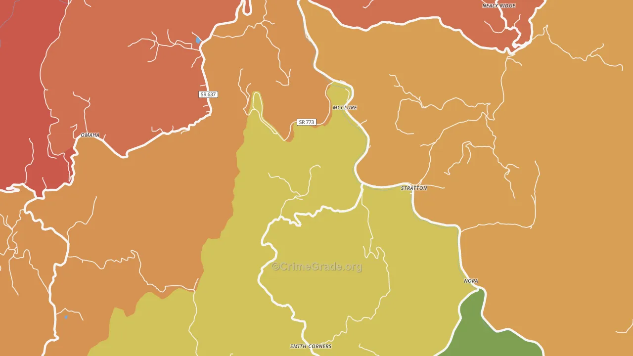 Mc Clure, VA Map of Drug-Related Crime Rates