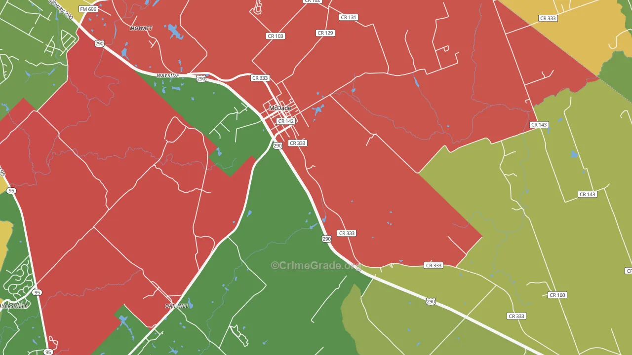 Mc Dade, TX Map of Drug-Related Crime Rates