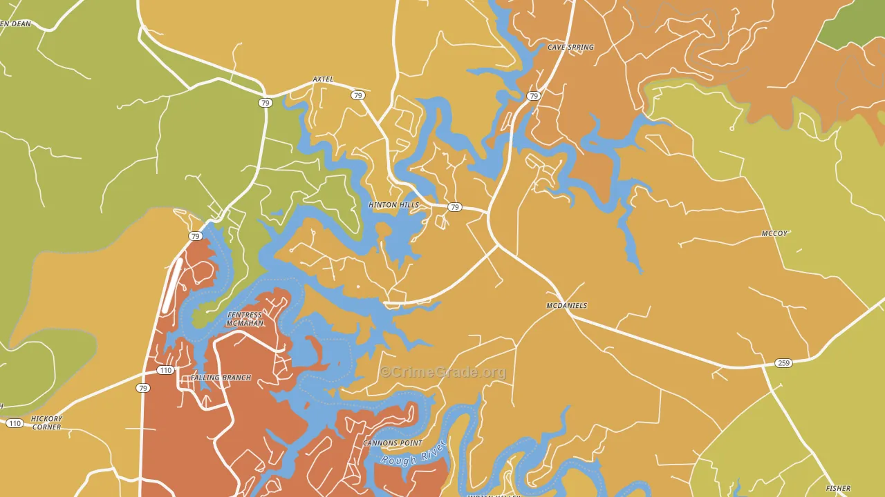 Mc Daniels, KY Map of Drug-Related Crime Rates