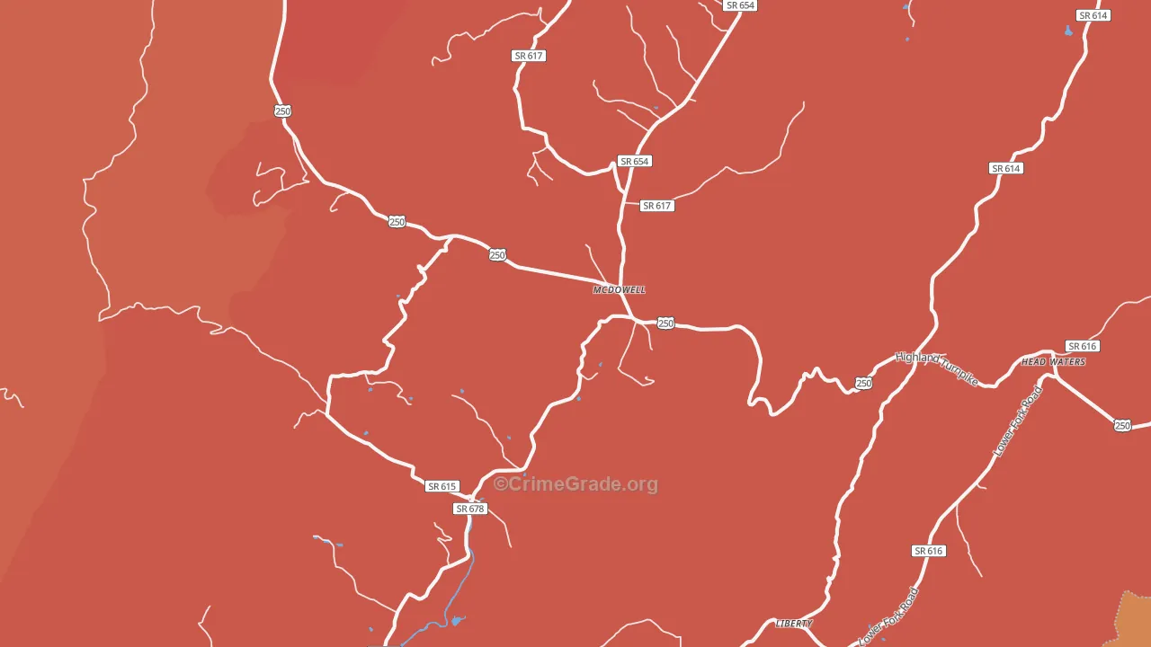 Mc Dowell, VA Map of Drug-Related Crime Rates