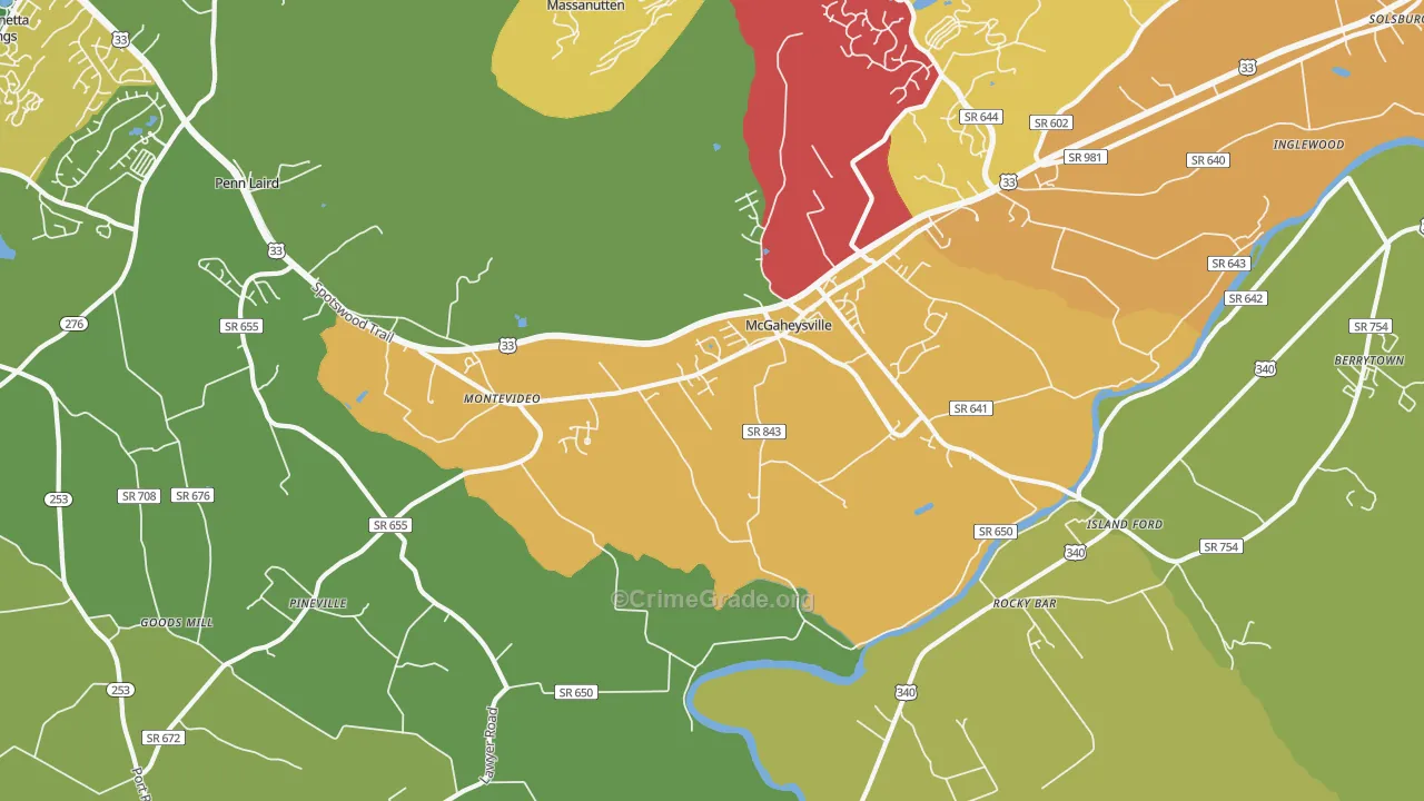 Mc Gaheysville, VA Map of Drug-Related Crime Rates