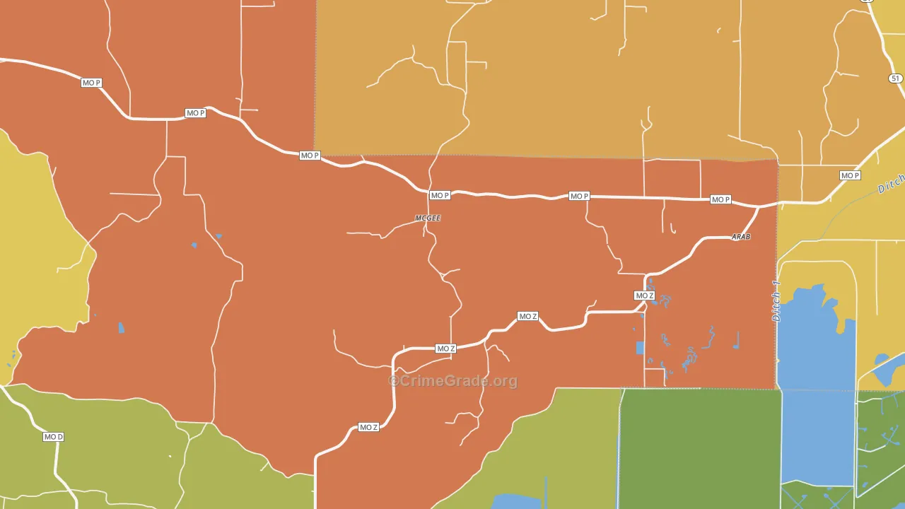 Mc Gee, MO Map of Drug-Related Crime Rates