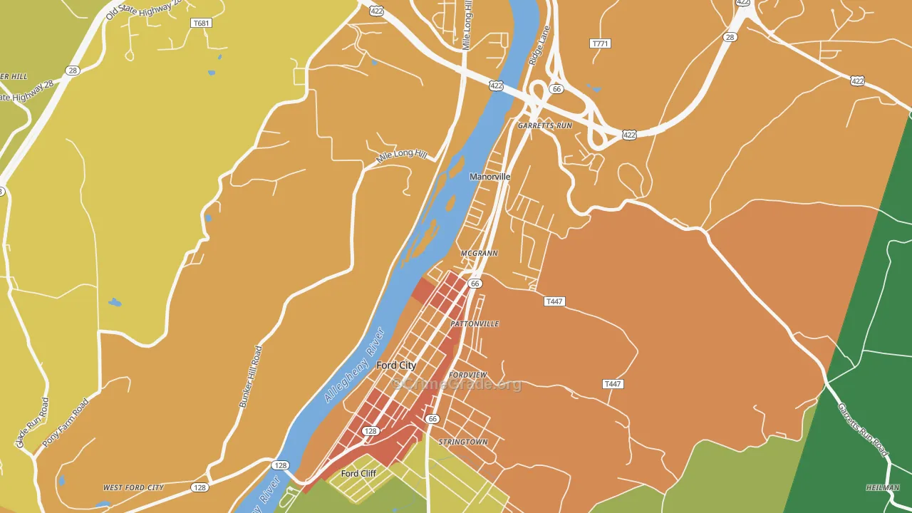 Mc Grann, PA Map of Drug-Related Crime Rates