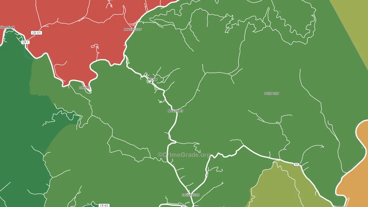 Mc Graws, WV Map of Drug-Related Crime Rates