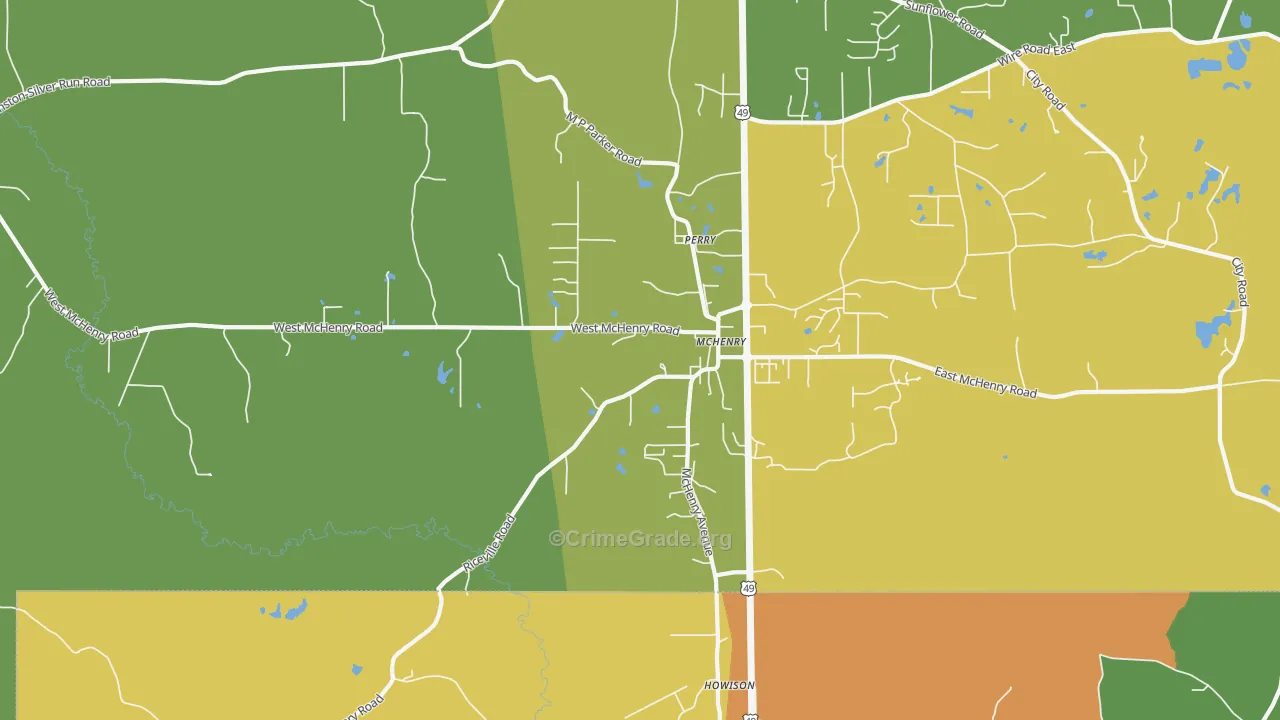 Mc Henry, MS Map of Drug-Related Crime Rates