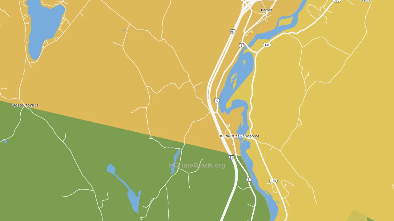 Mc Indoe Falls, VT Map of Drug-Related Crime Rates