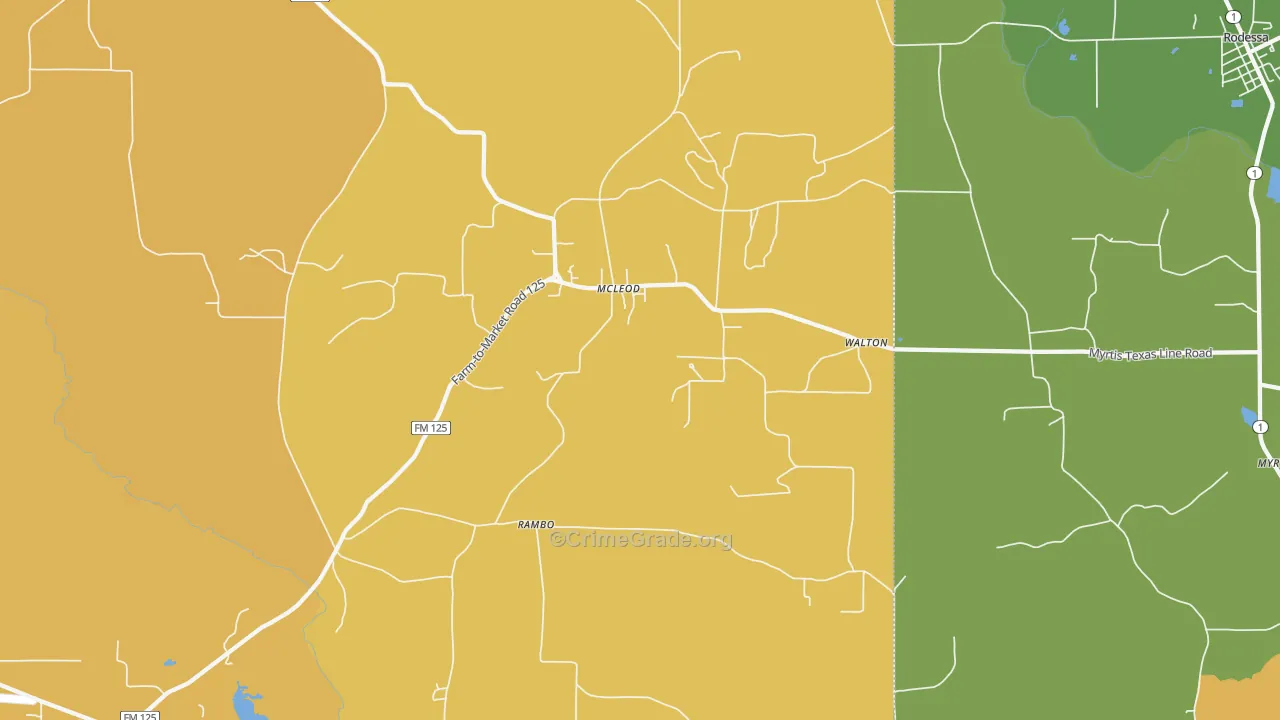 Mc Leod, TX Map of Drug-Related Crime Rates