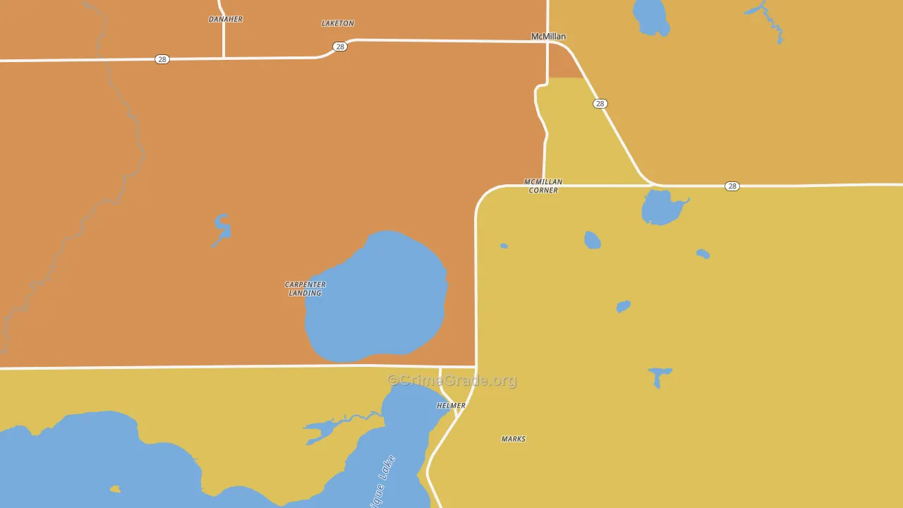 Mc Millan, MI Map of Drug-Related Crime Rates