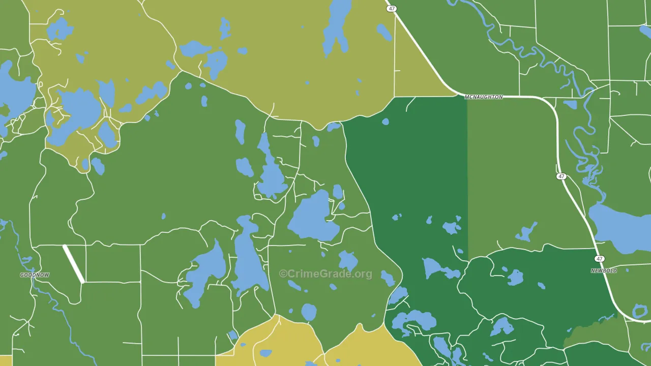 Mc Naughton, WI Map of Drug-Related Crime Rates