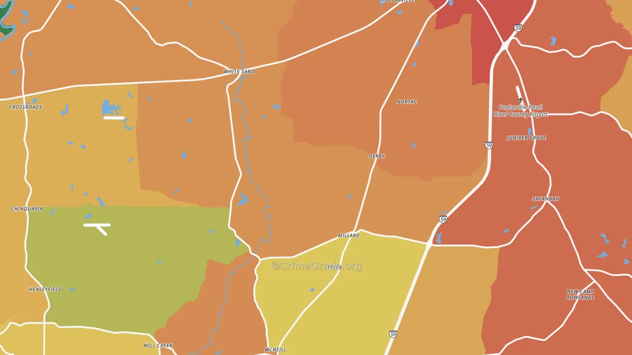 Mc Neill, MS Map of Drug-Related Crime Rates