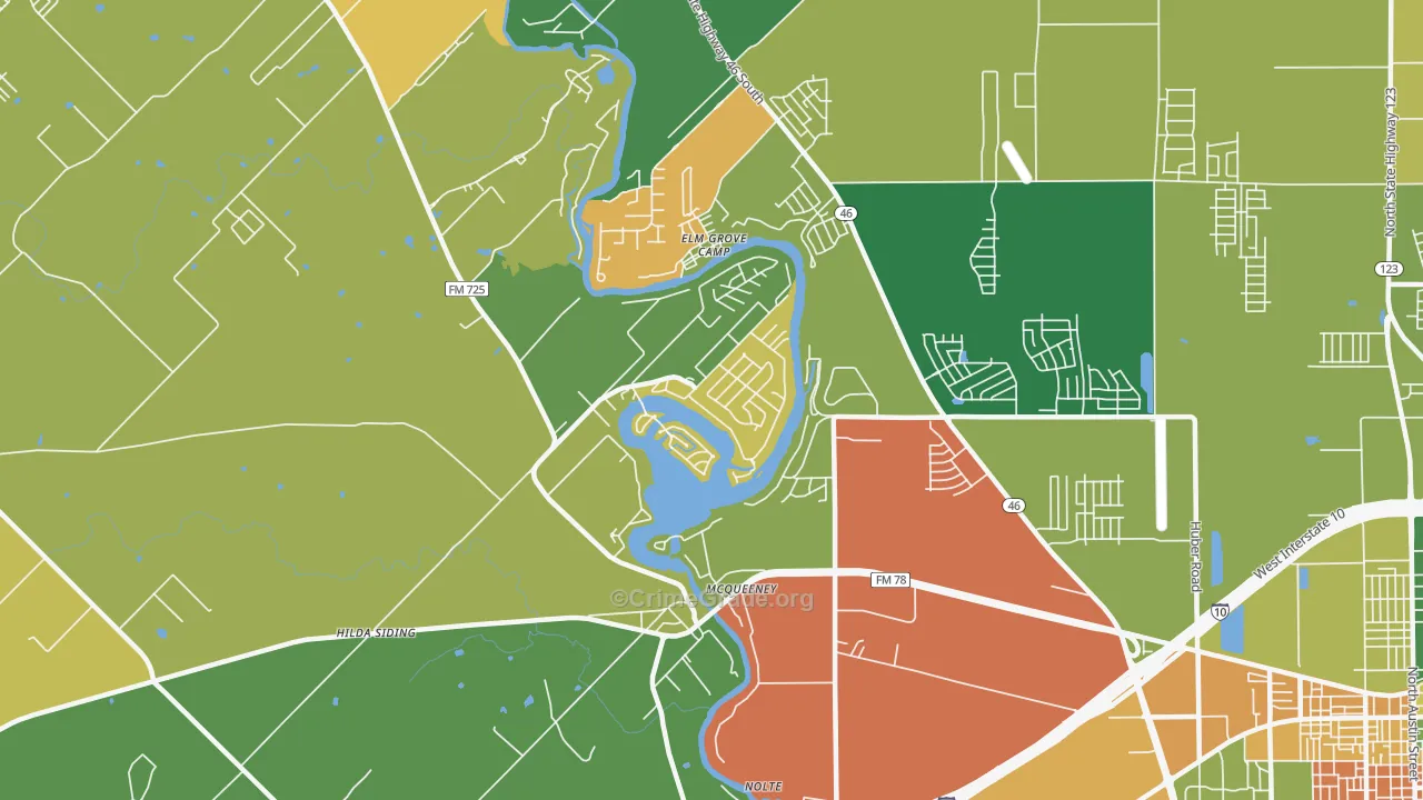 Mc Queeney, TX Map of Drug-Related Crime Rates