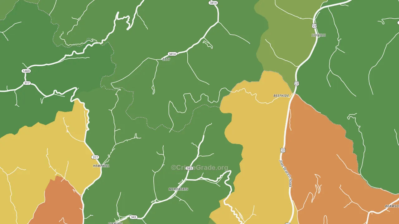 Mc Roberts, KY Map of Drug-Related Crime Rates