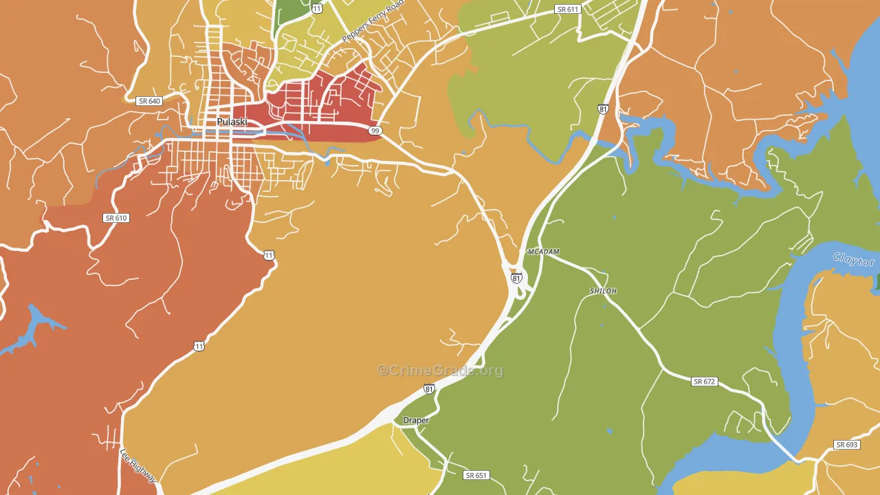 McAdam, VA Map of Drug-Related Crime Rates