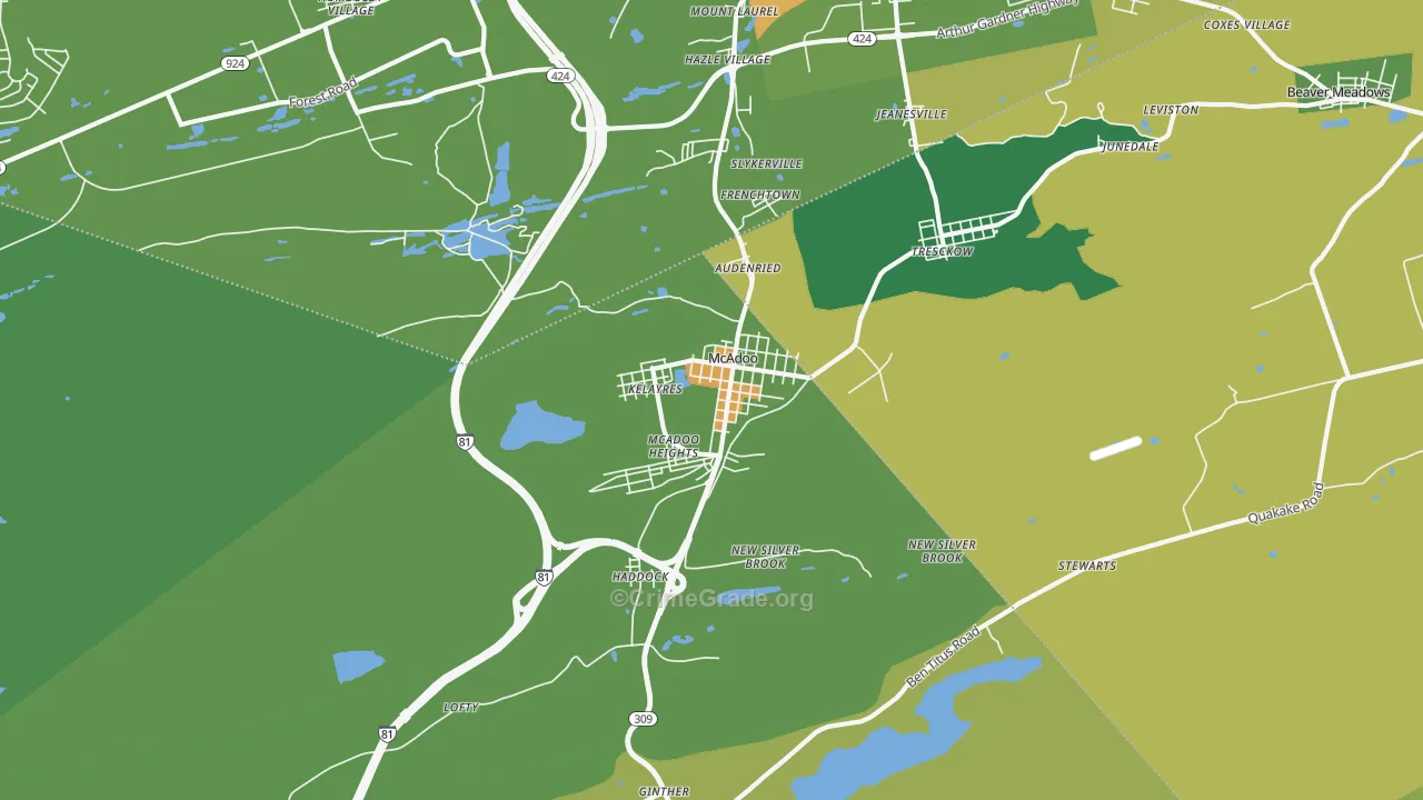 Mcadoo, PA Map of Drug-Related Crime Rates
