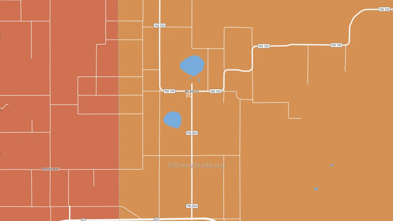 Mcadoo, TX Map of Drug-Related Crime Rates