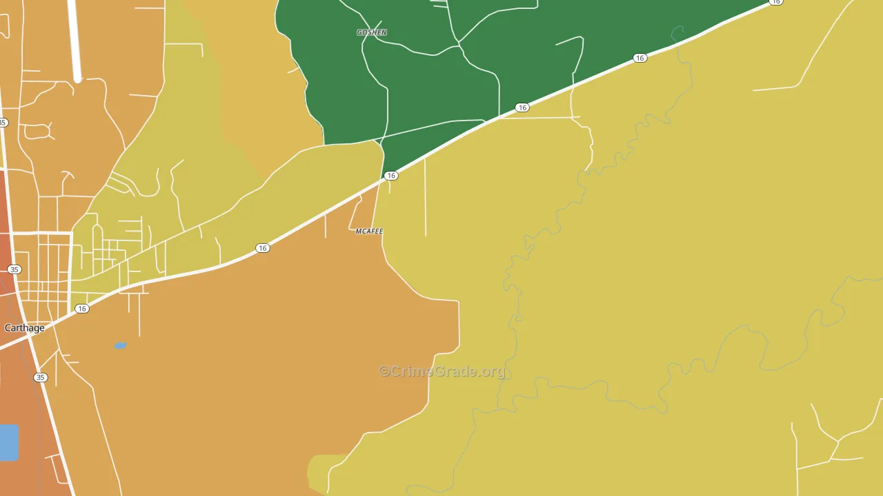 McAfee, MS Map of Drug-Related Crime Rates