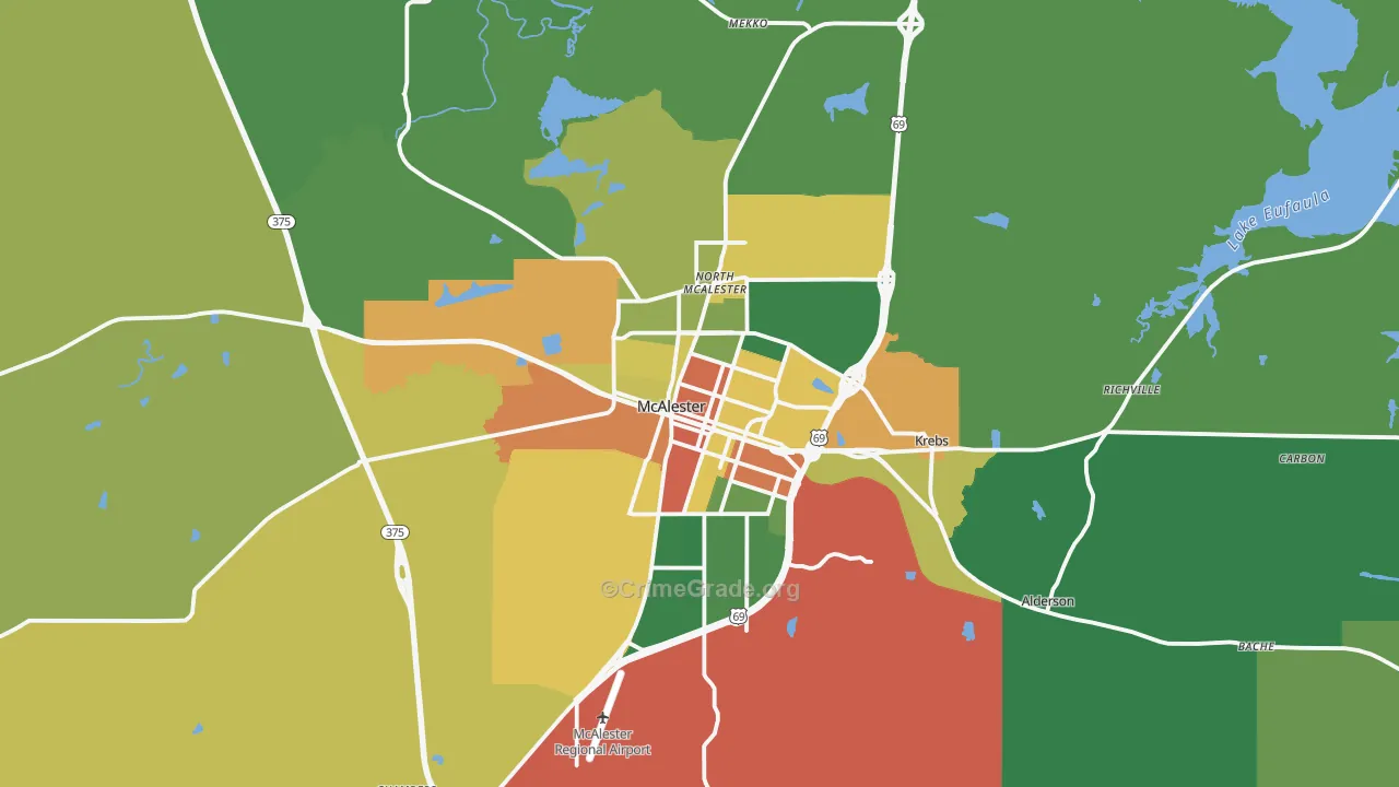McAlester, OK Map of Drug-Related Crime Rates