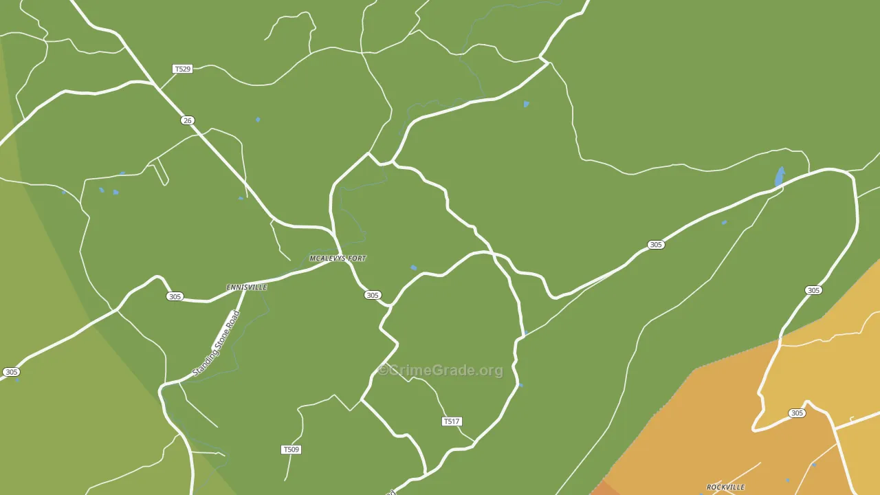 McAlevys Fort, PA Map of Drug-Related Crime Rates
