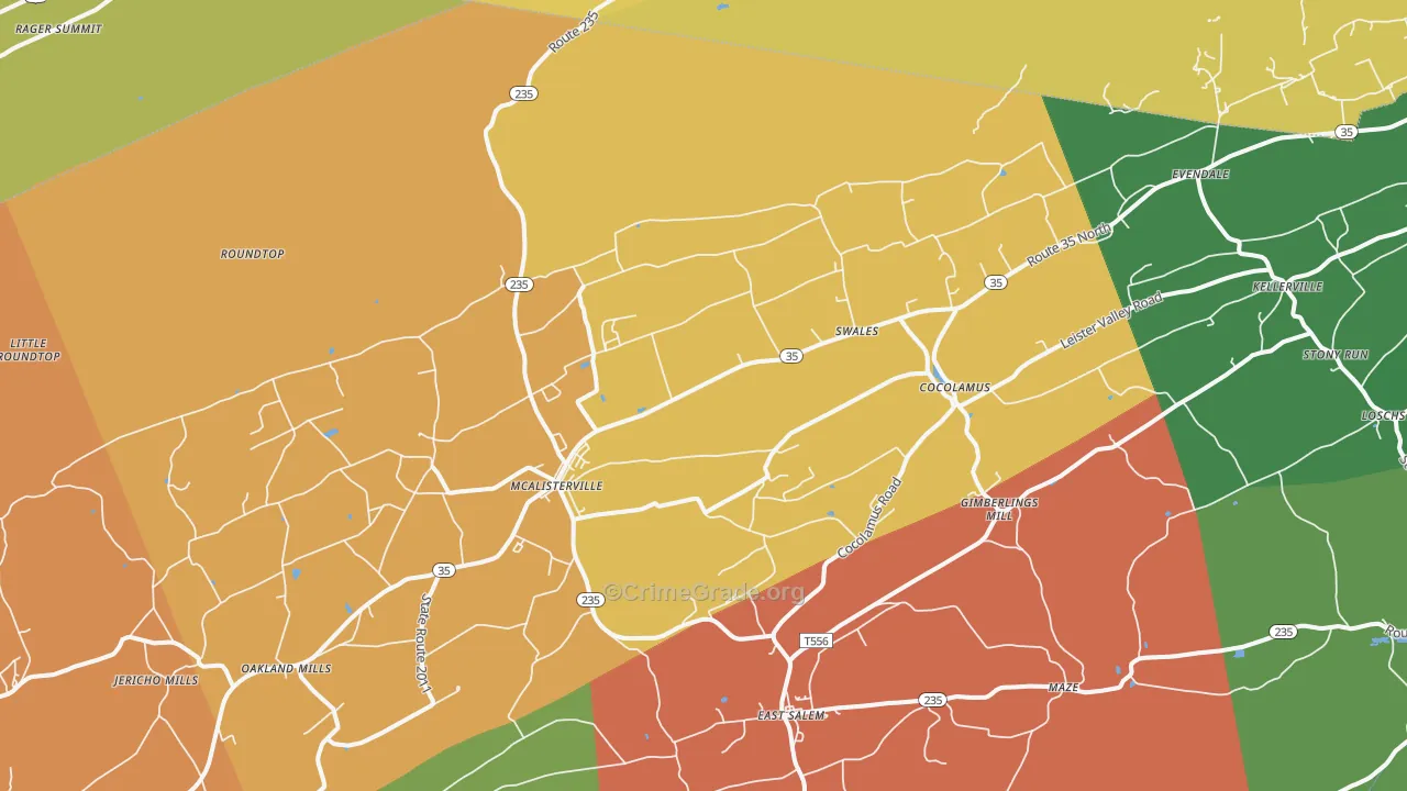 McAlisterville, PA Map of Drug-Related Crime Rates