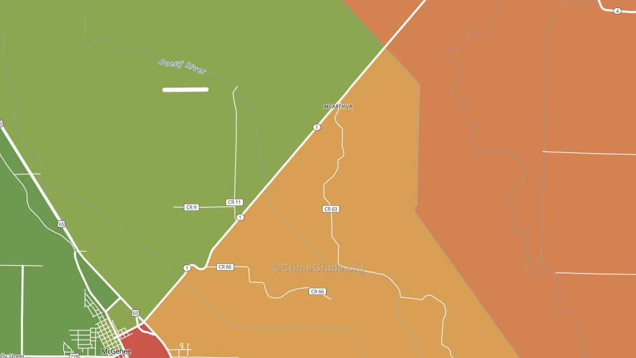 McArthur, AR Map of Drug-Related Crime Rates