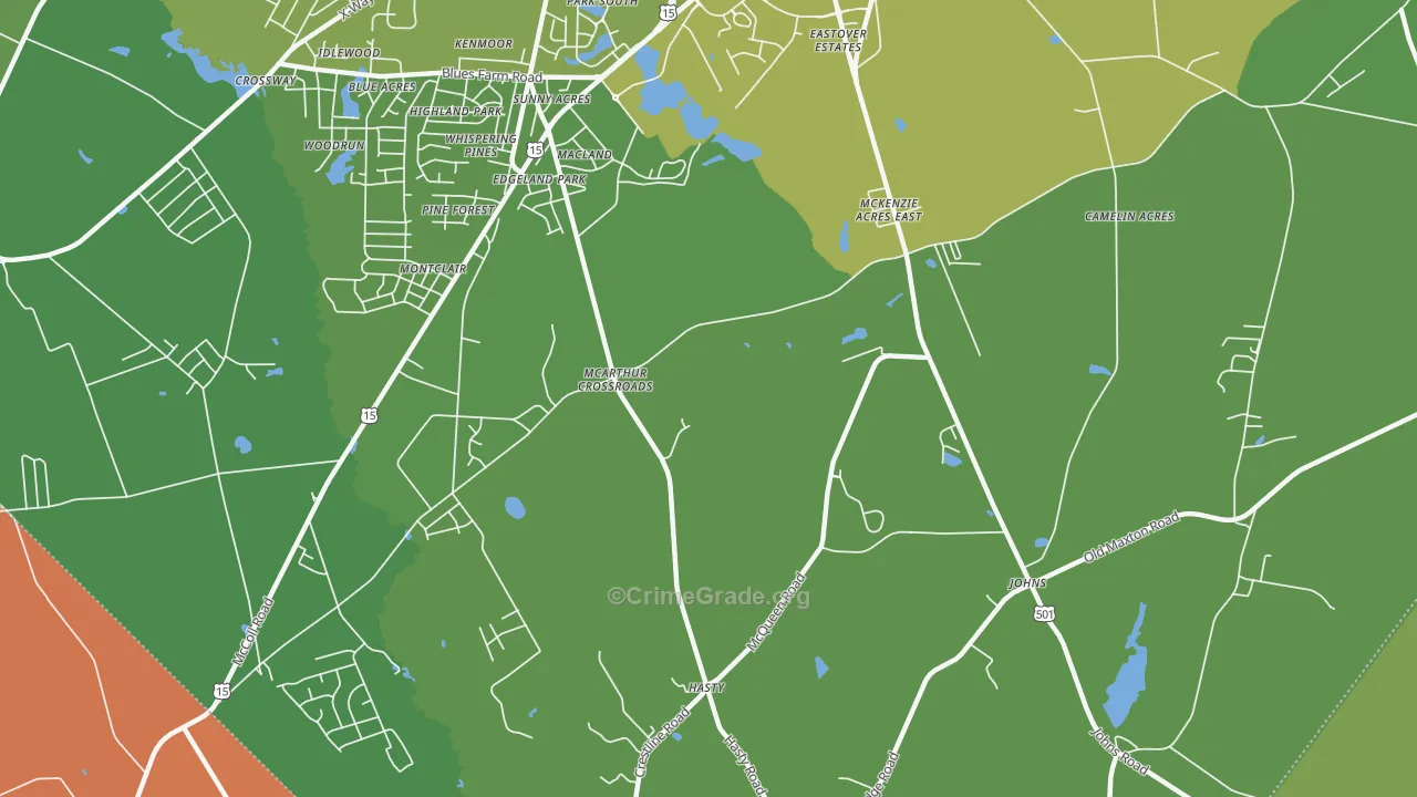 McArthur Crossroads, NC Map of Drug-Related Crime Rates