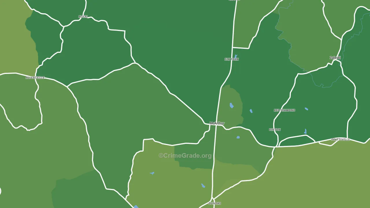 McArthur, OH Map of Drug-Related Crime Rates