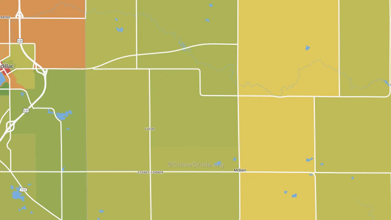McBain, MI Map of Drug-Related Crime Rates