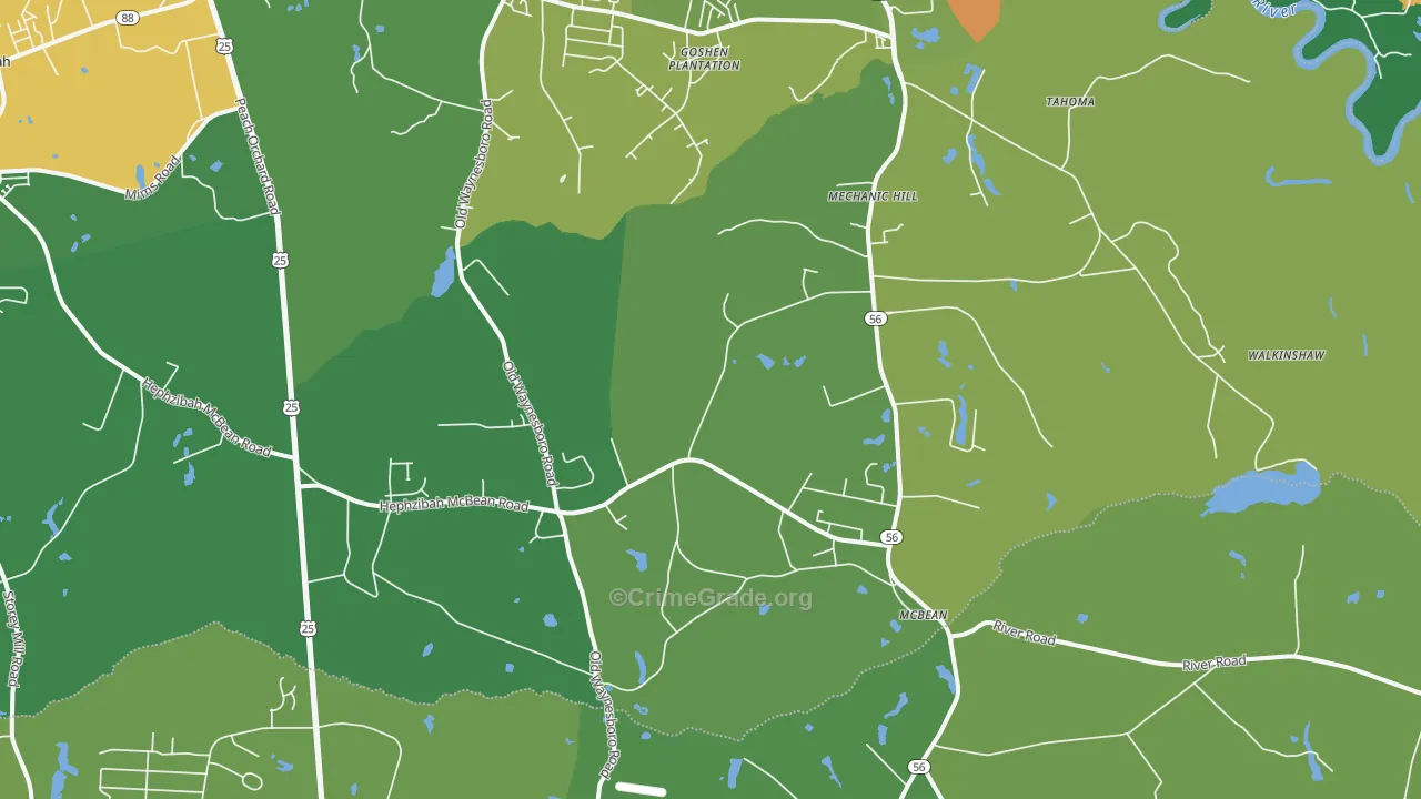 McBean, GA Map of Drug-Related Crime Rates