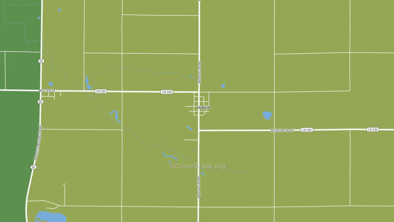 McBride, MI Map of Drug-Related Crime Rates