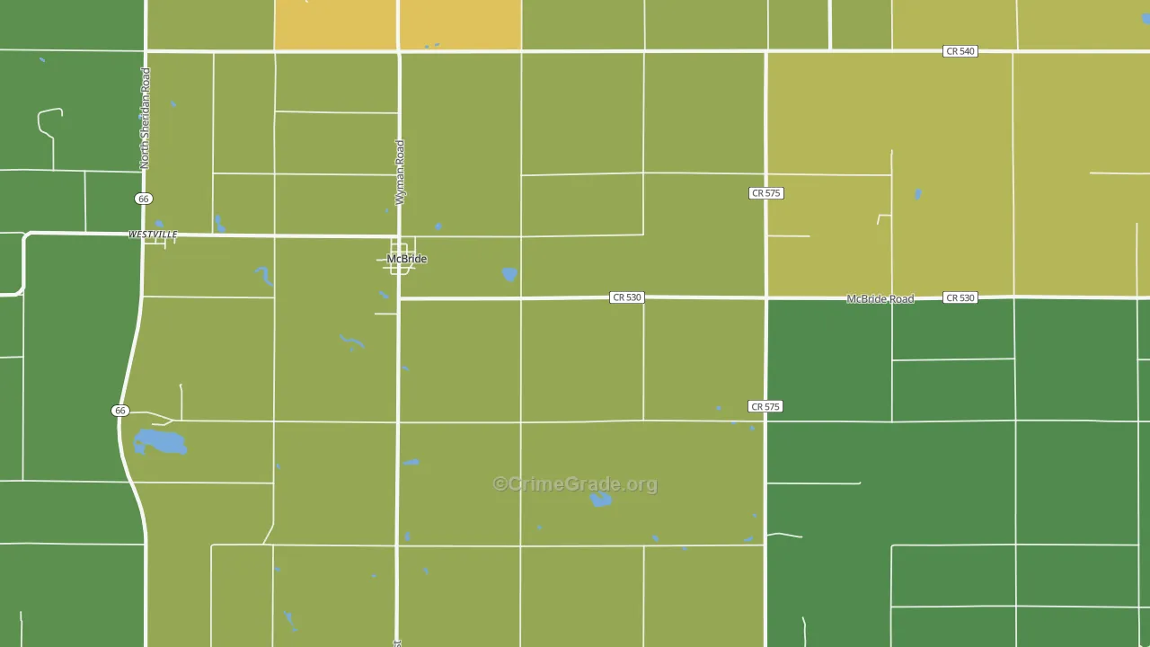 Mcbrides, MI Map of Drug-Related Crime Rates
