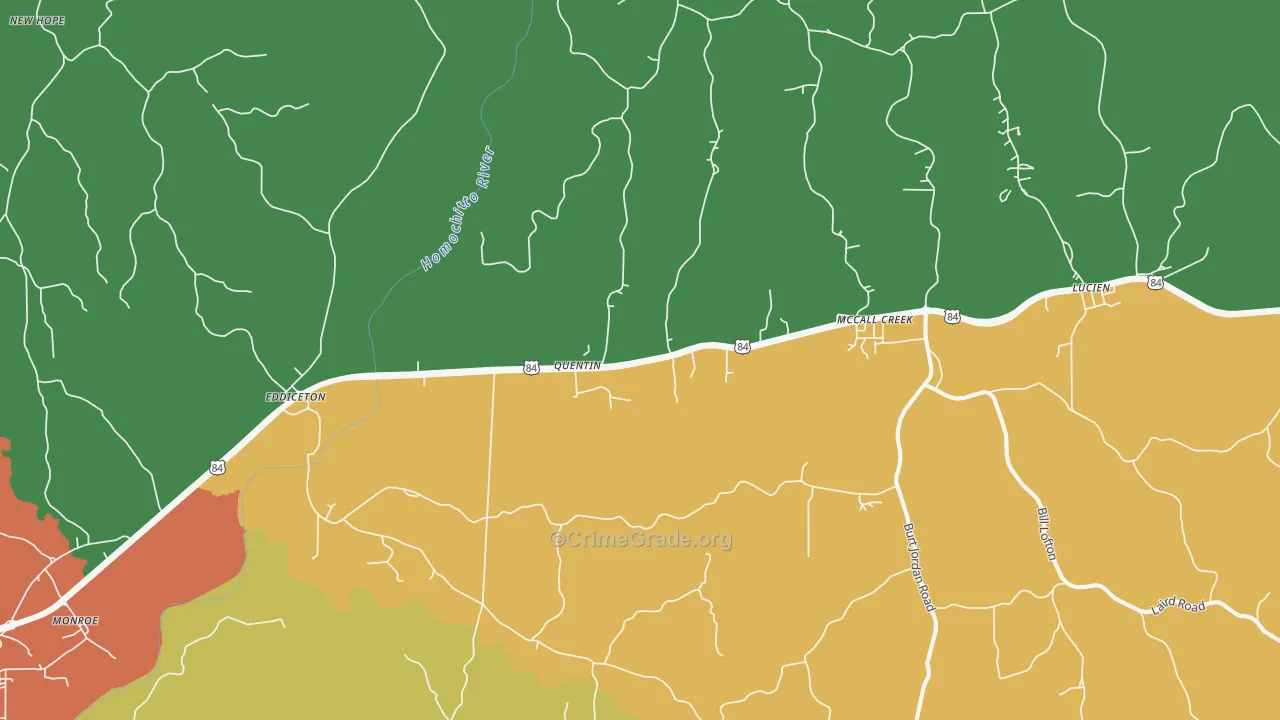 McCall Creek, MS Map of Drug-Related Crime Rates