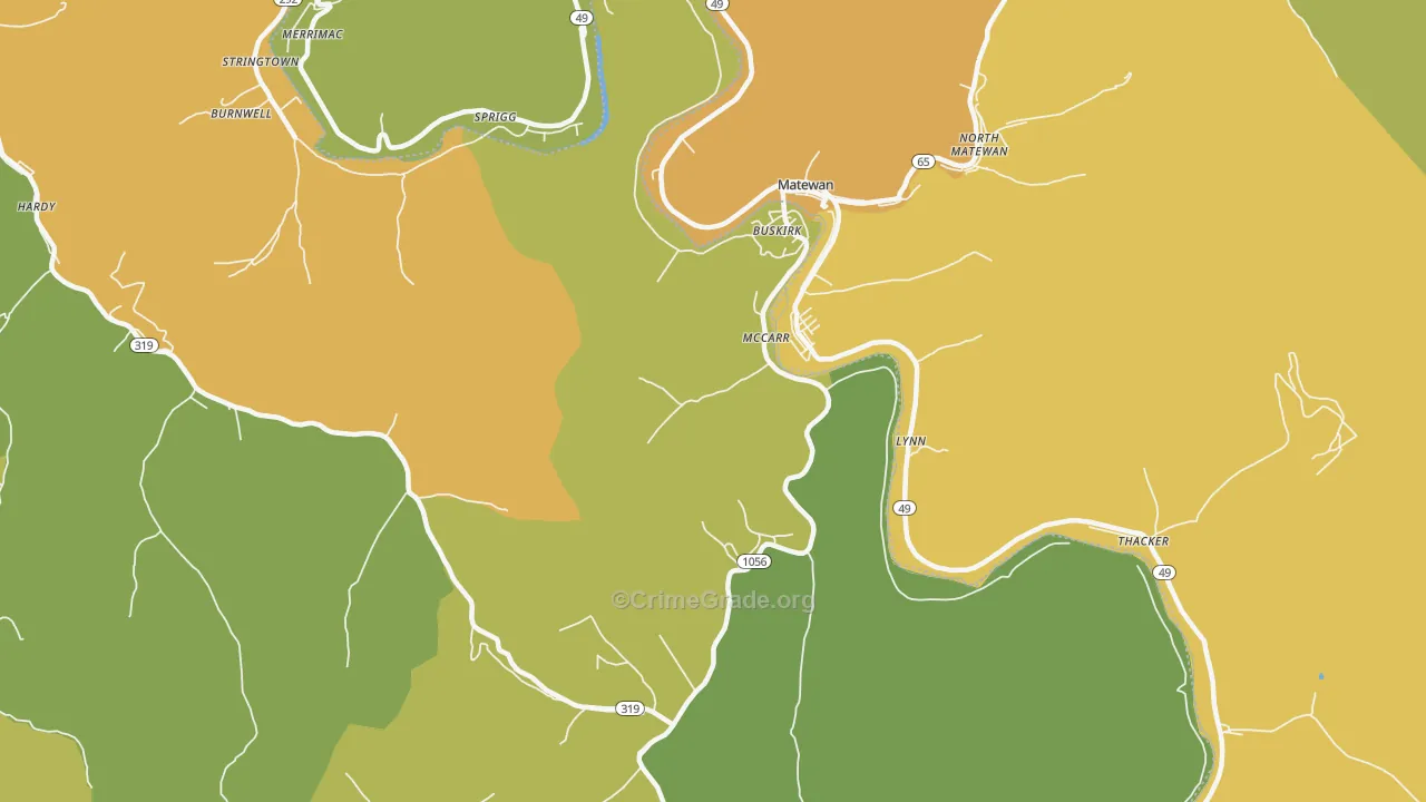 McCarr, KY Map of Drug-Related Crime Rates