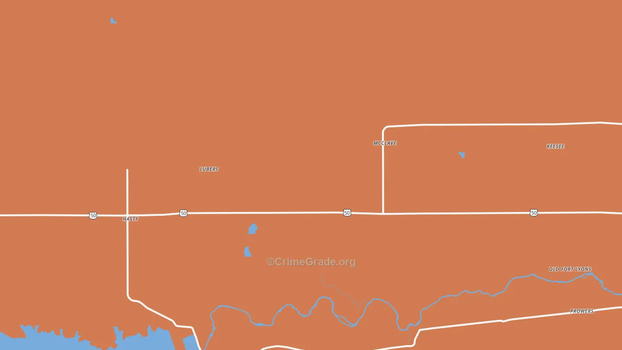 McClave, CO Map of Drug-Related Crime Rates