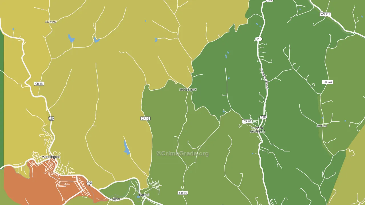 McClellan, WV Map of Drug-Related Crime Rates