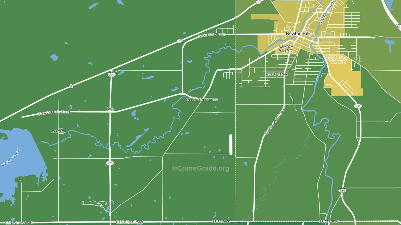 McClintocksburg, OH Map of Drug-Related Crime Rates