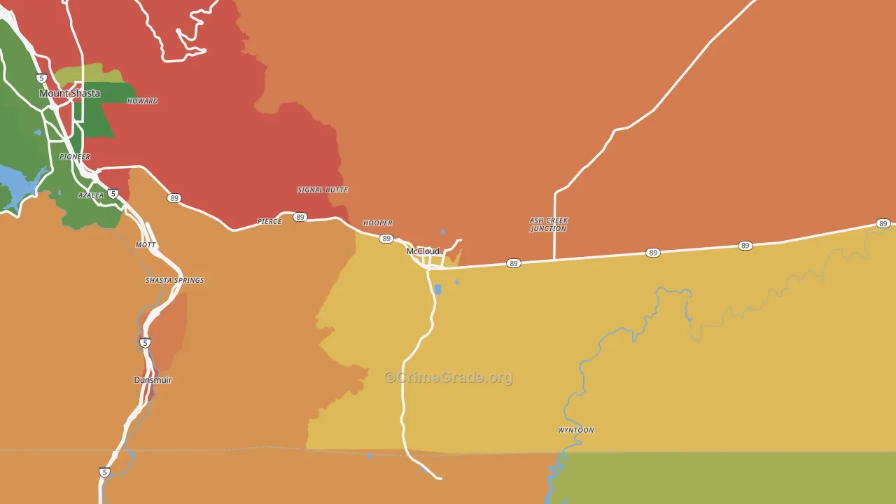 Mccloud, CA Map of Drug-Related Crime Rates