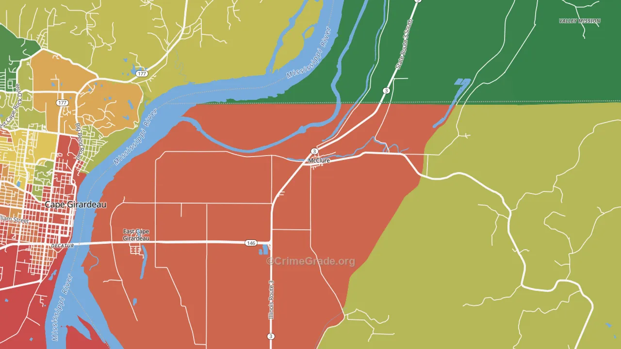 McClure, IL Map of Drug-Related Crime Rates