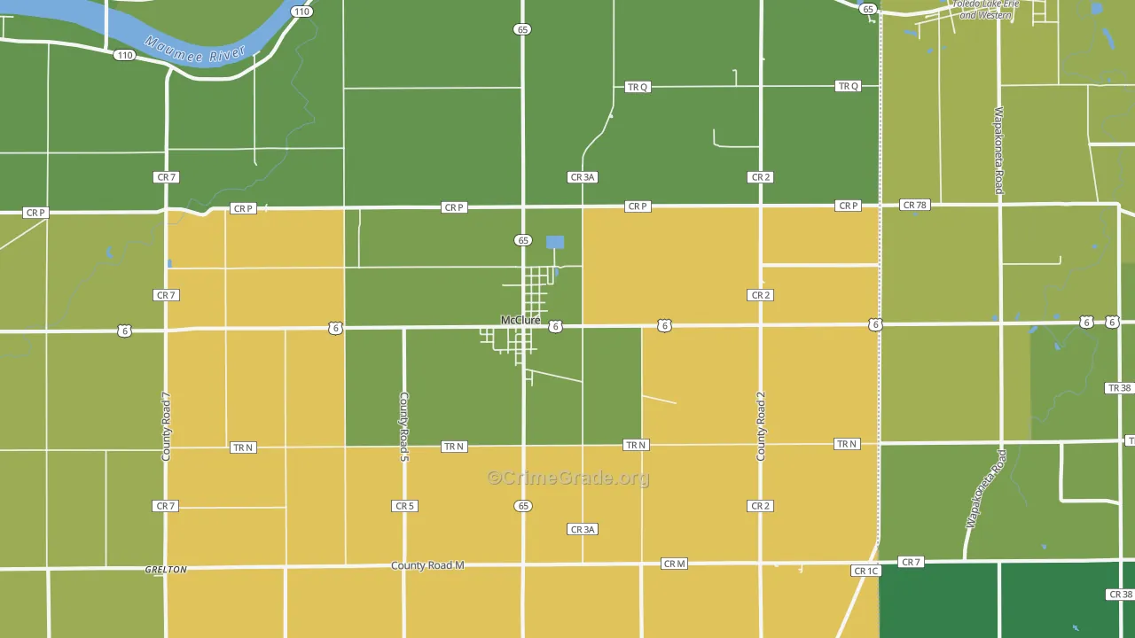 McClure, OH Map of Drug-Related Crime Rates