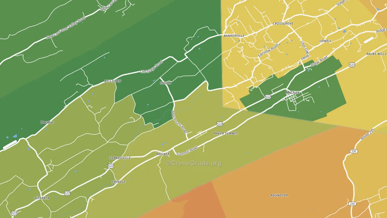 McClure, PA Map of Drug-Related Crime Rates