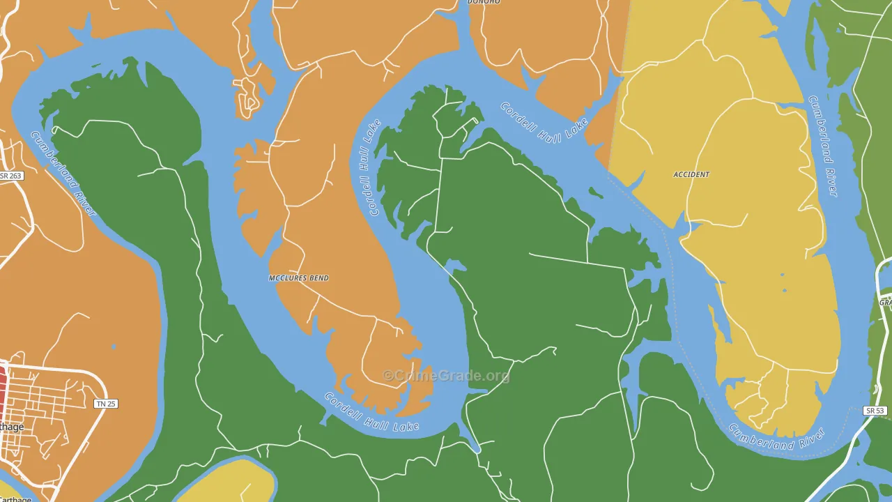 McClures Bend, TN Map of Drug-Related Crime Rates
