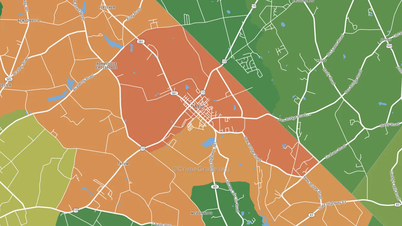 McColl, SC Map of Drug-Related Crime Rates