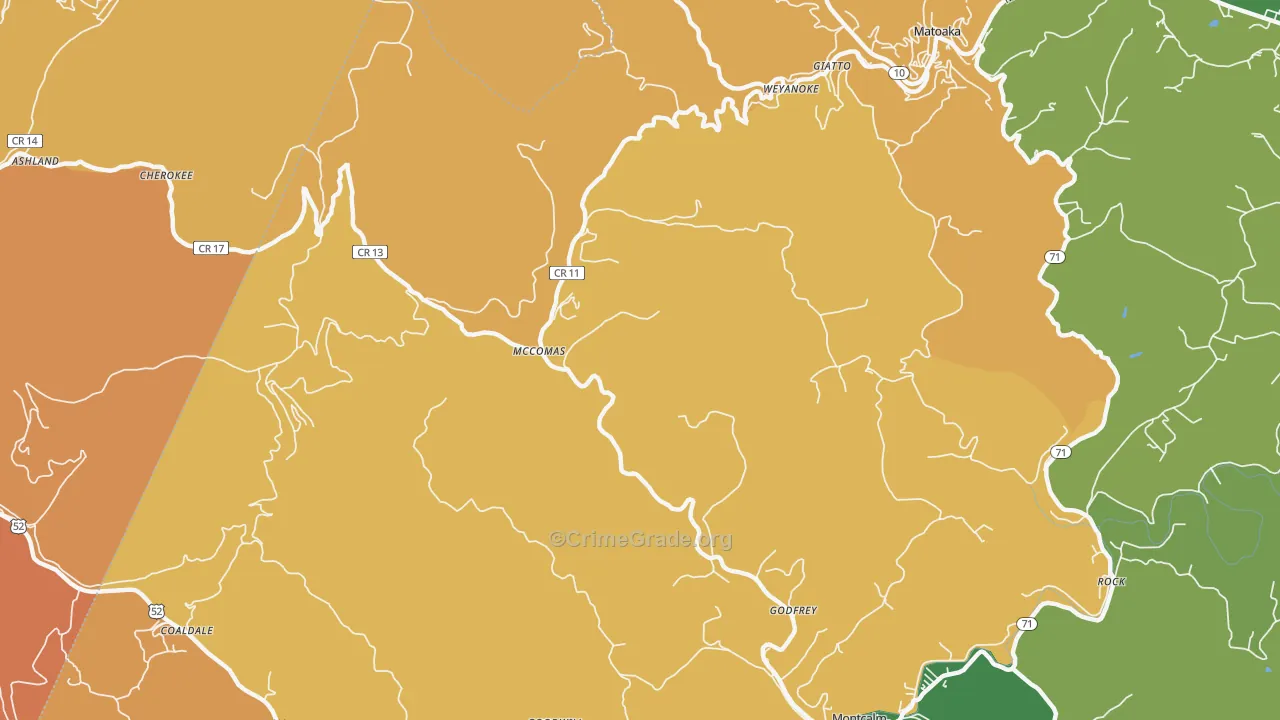 McComas, WV Map of Drug-Related Crime Rates