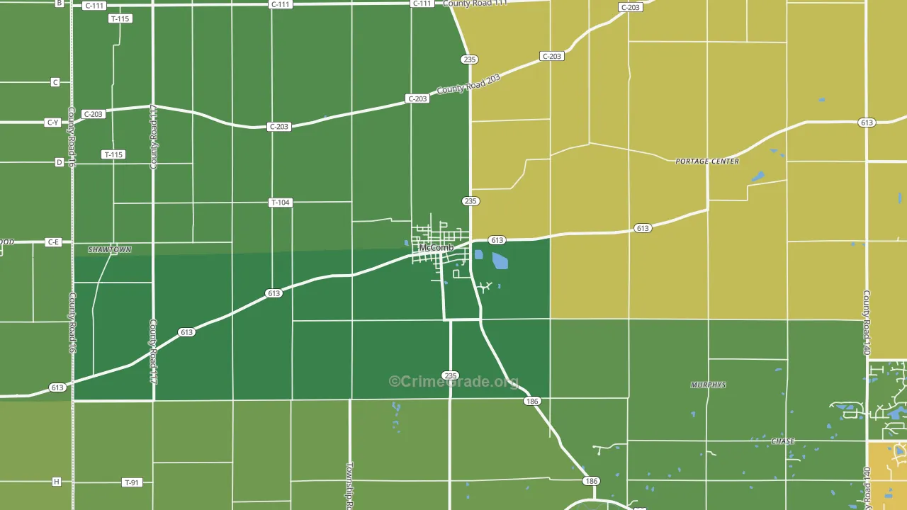 McComb, OH Map of Drug-Related Crime Rates