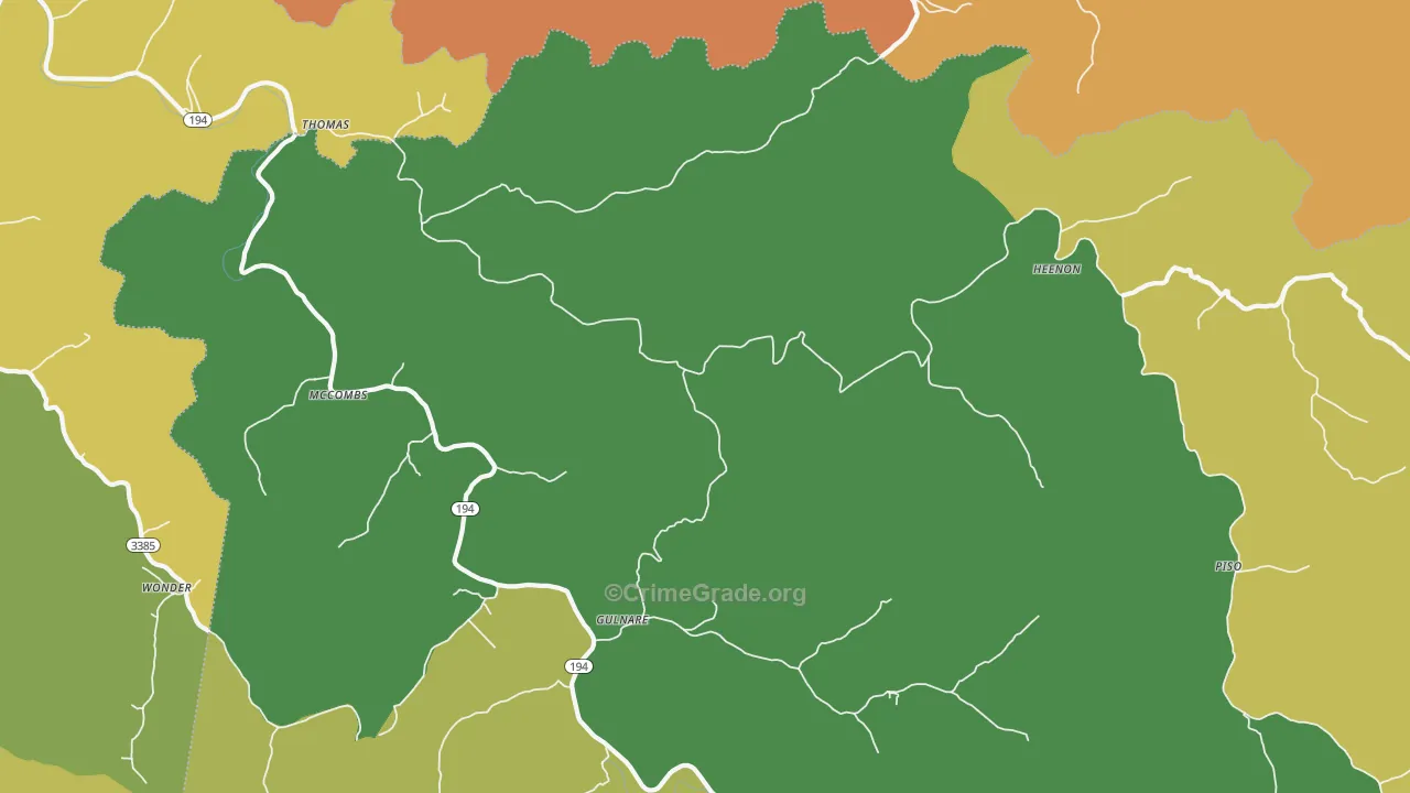 McCombs, KY Map of Drug-Related Crime Rates