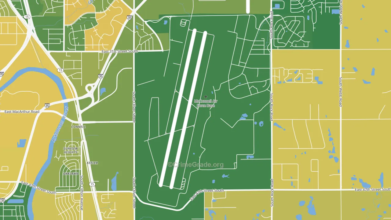 McConnell AFB, KS Map of Drug-Related Crime Rates
