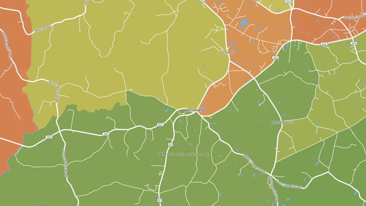 McConnells, SC Map of Drug-Related Crime Rates