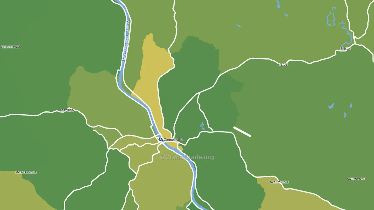 McConnelsville, OH Map of Drug-Related Crime Rates